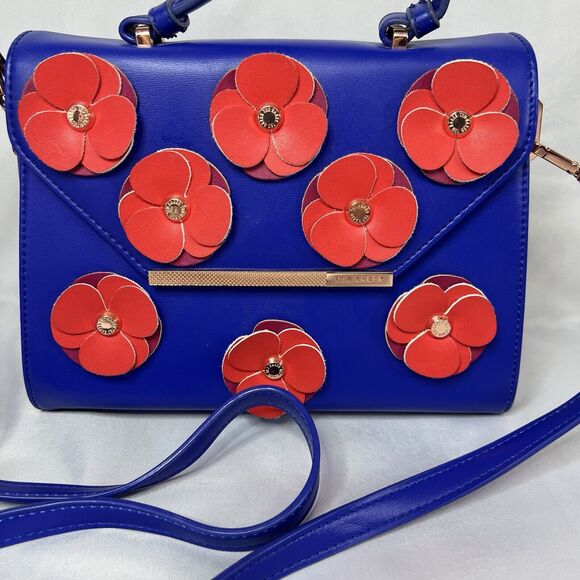 Ted Baker London Blue With Poppies Lady Bag Satchel - Picture 2 of 11